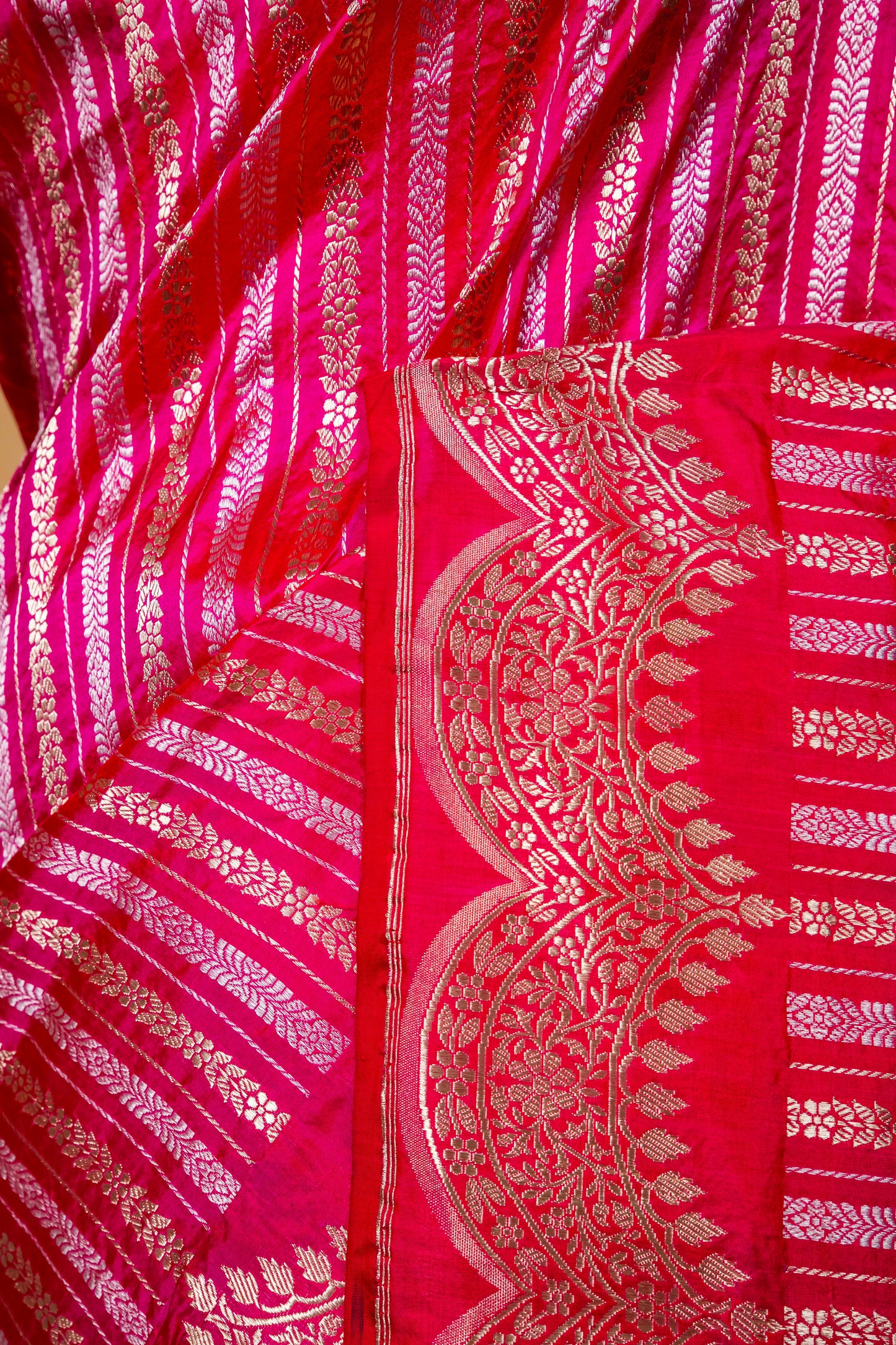 Hot Pink Sona Rupa Katan Banarasi Silk Saree