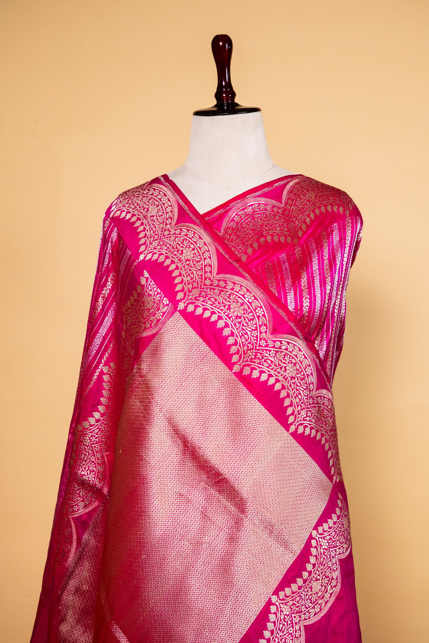 Hot Pink Sona Rupa Katan Banarasi Silk Saree
