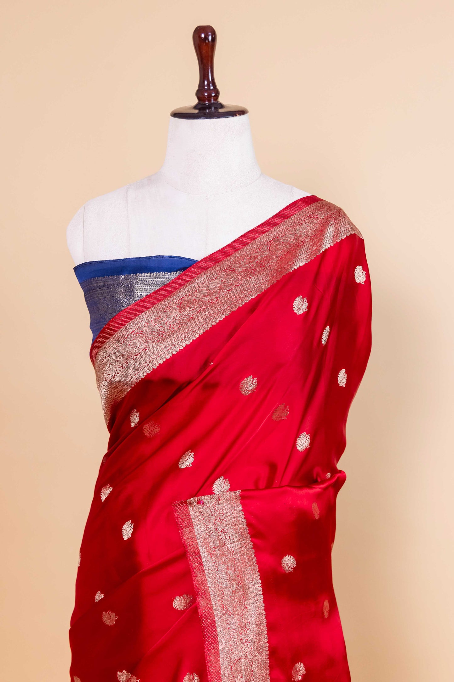 Red Bird Weaving Satin Silk  Fancy Saree