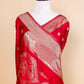 Red Bird Weaving Satin Silk  Fancy Saree