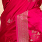 Red Bird Weaving Satin Silk Saree
