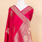 Red Bird Weaving Satin Silk Saree