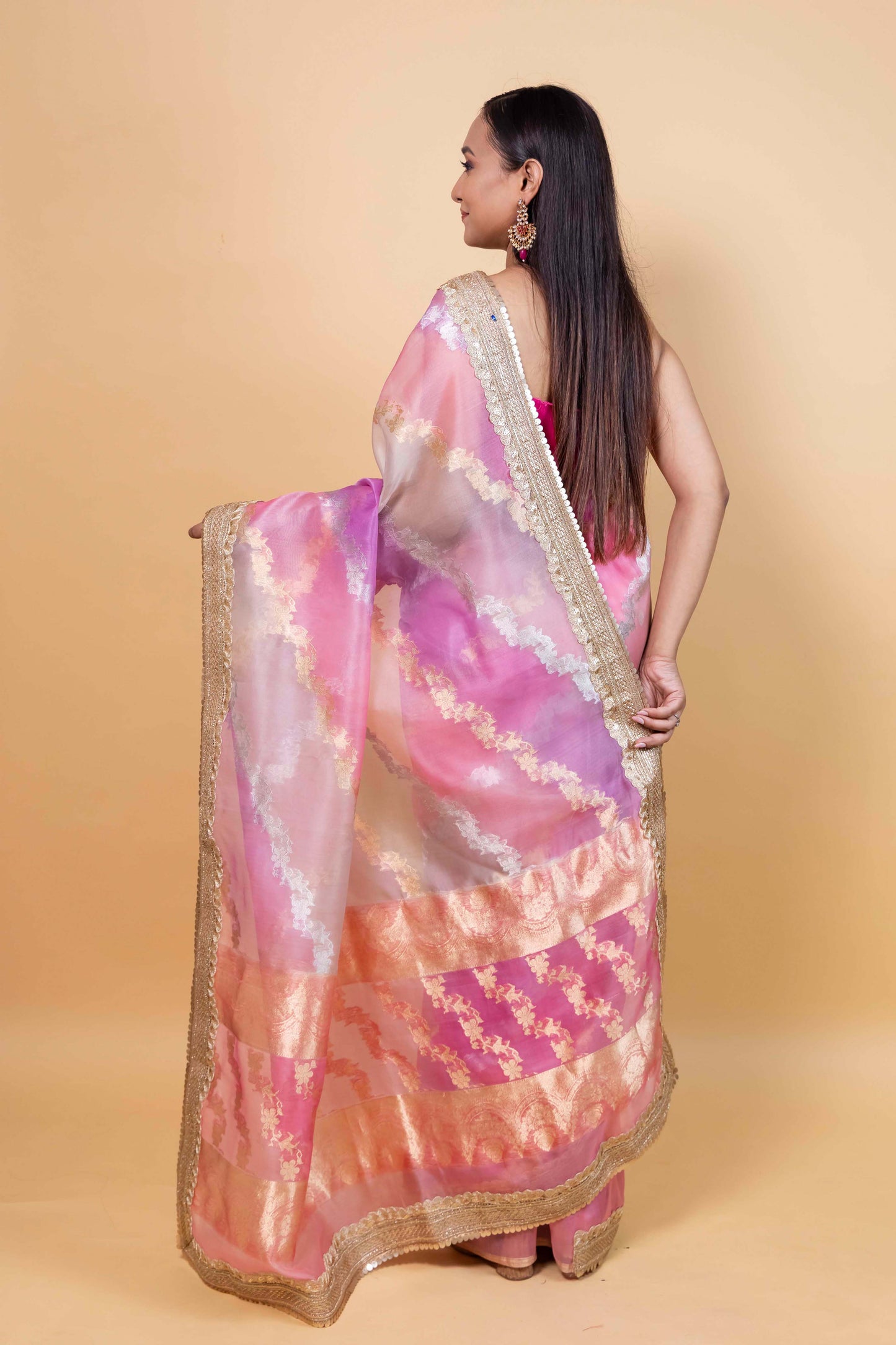 Purple & Pink ada Rangkat Organza Silk Saree