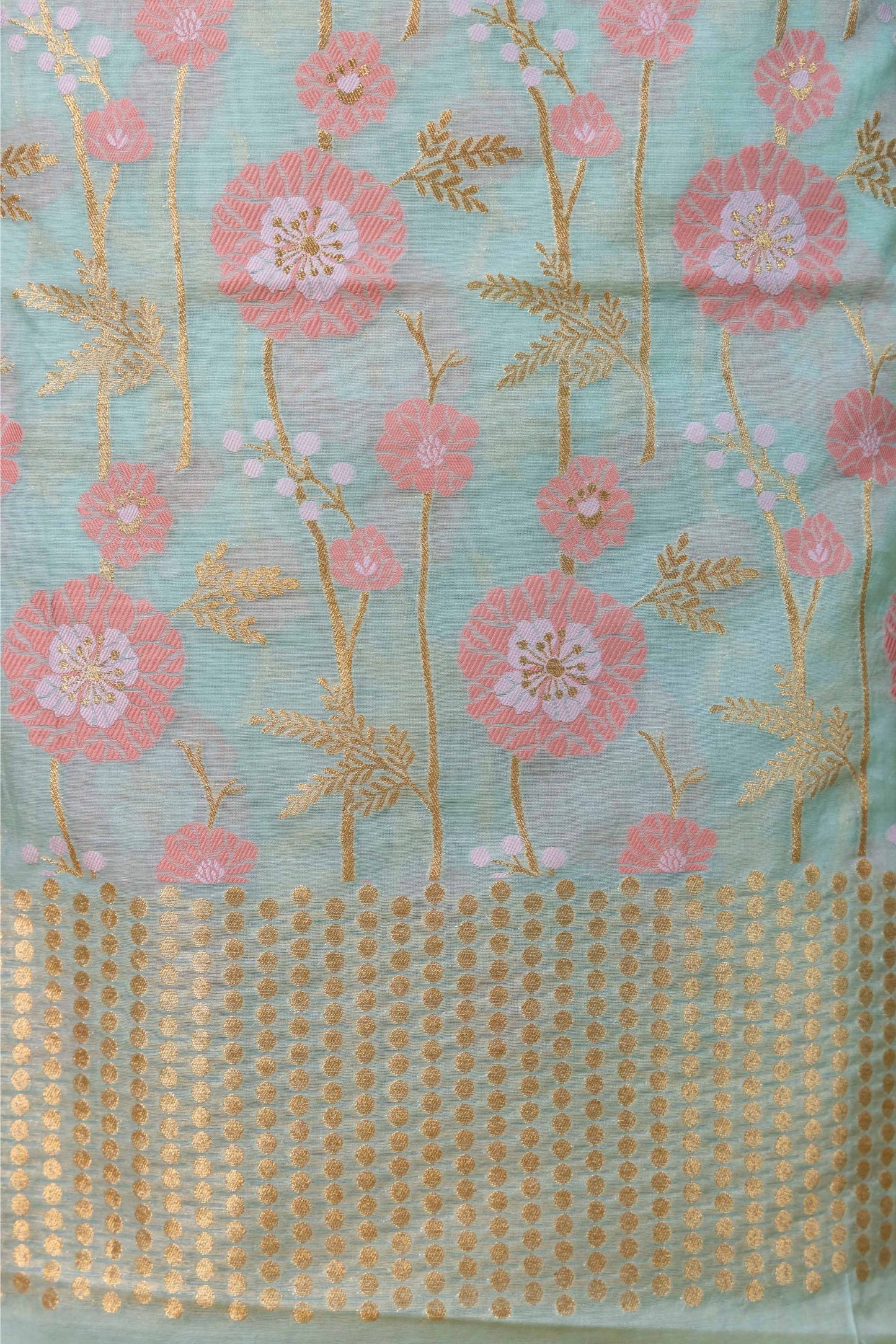 Sea Green  Floral Weaving Chanderi Suit