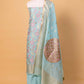 Sea Green  Floral Weaving Chanderi Suit