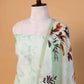 Pista Green Floral Digital Print Chanderi Suit