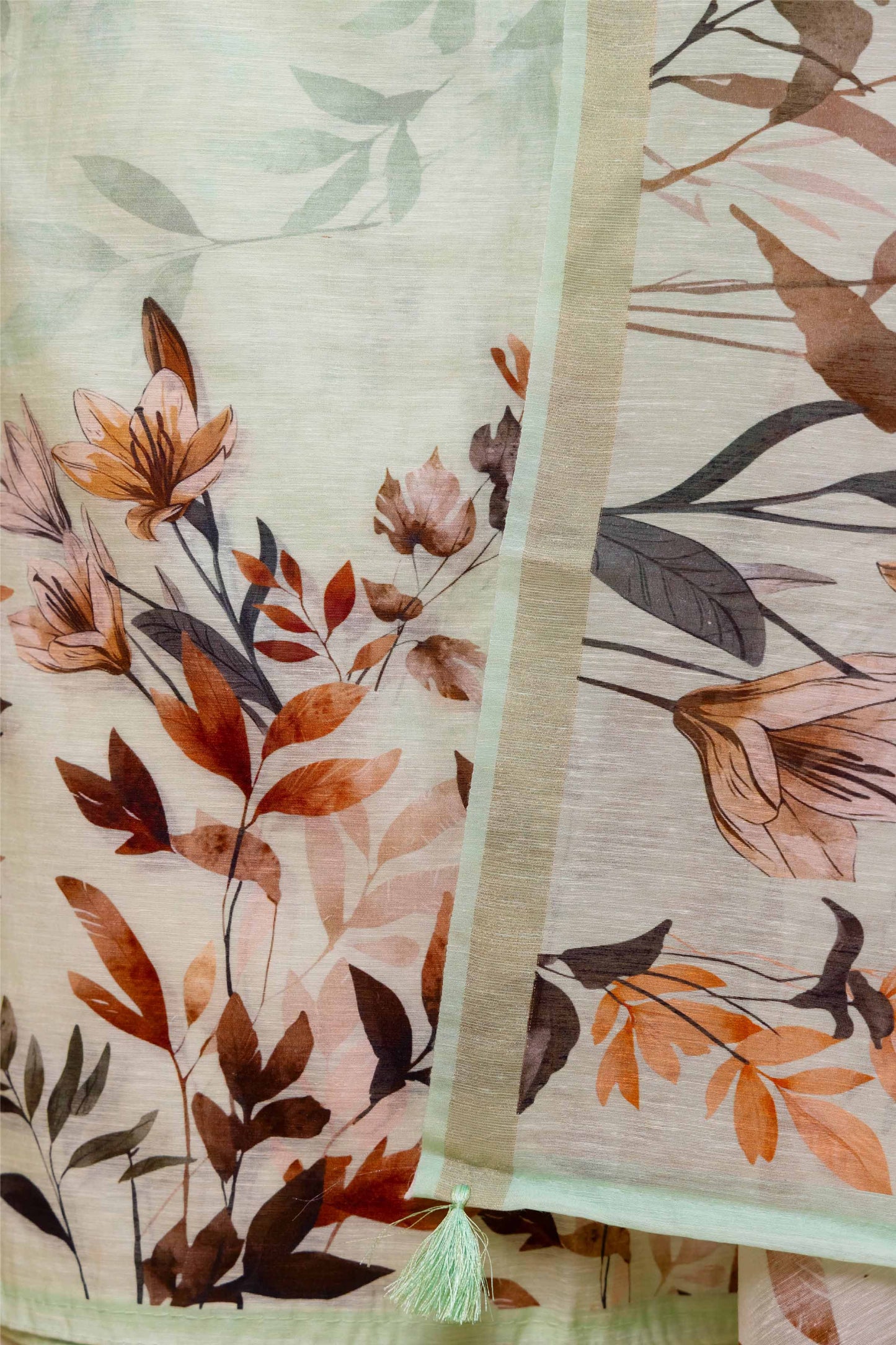 Pista Green Floral Digital Print Chanderi Suit