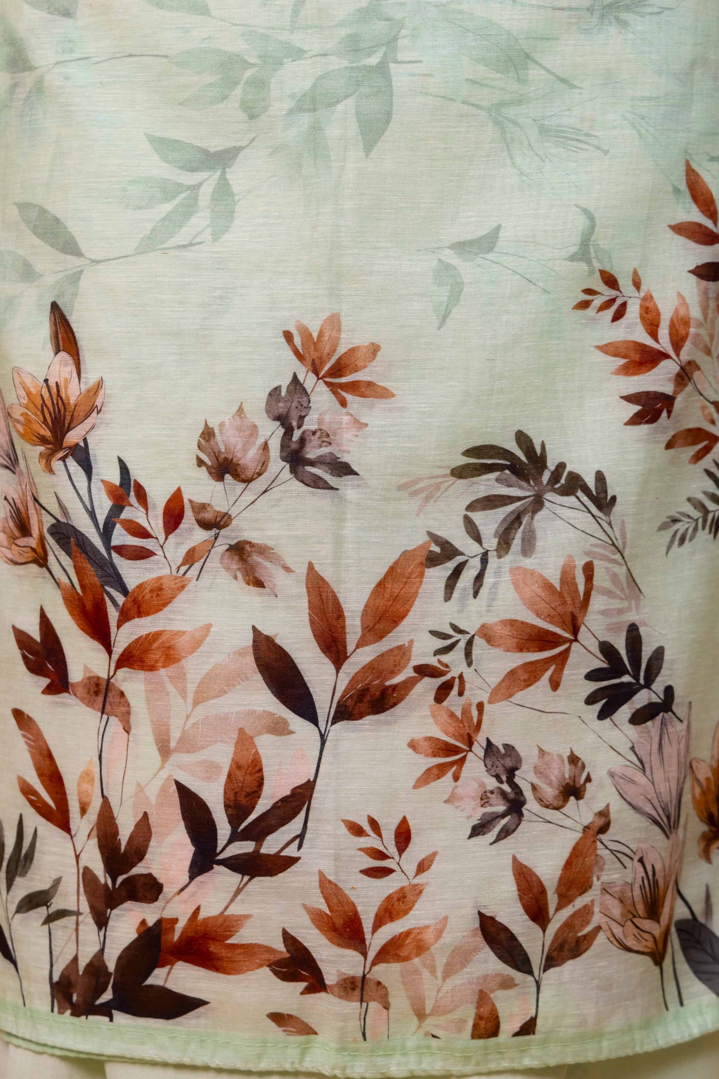 Pista Green Floral Digital Print Chanderi Suit