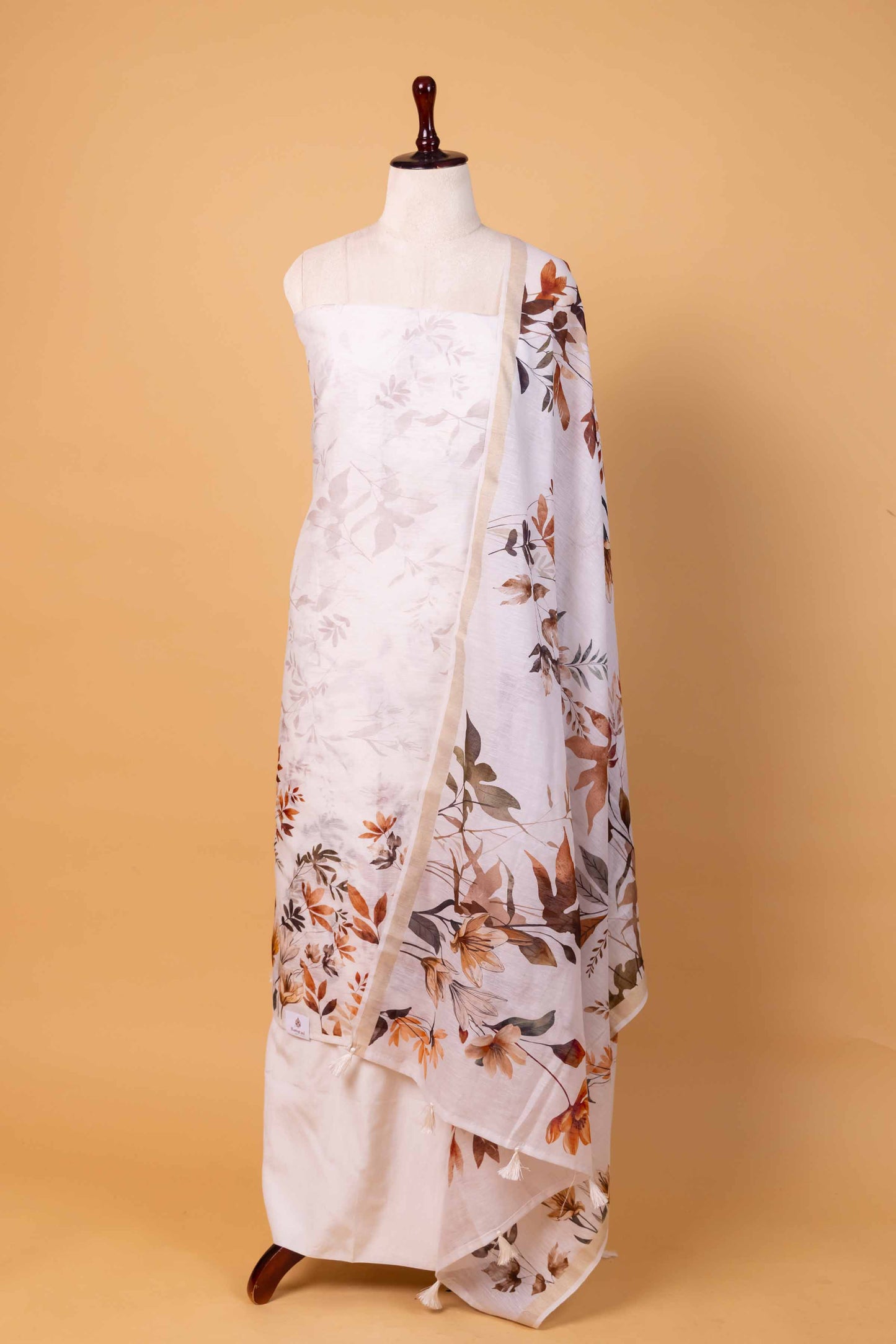 Cream Floral Digital Print Chanderi Suit