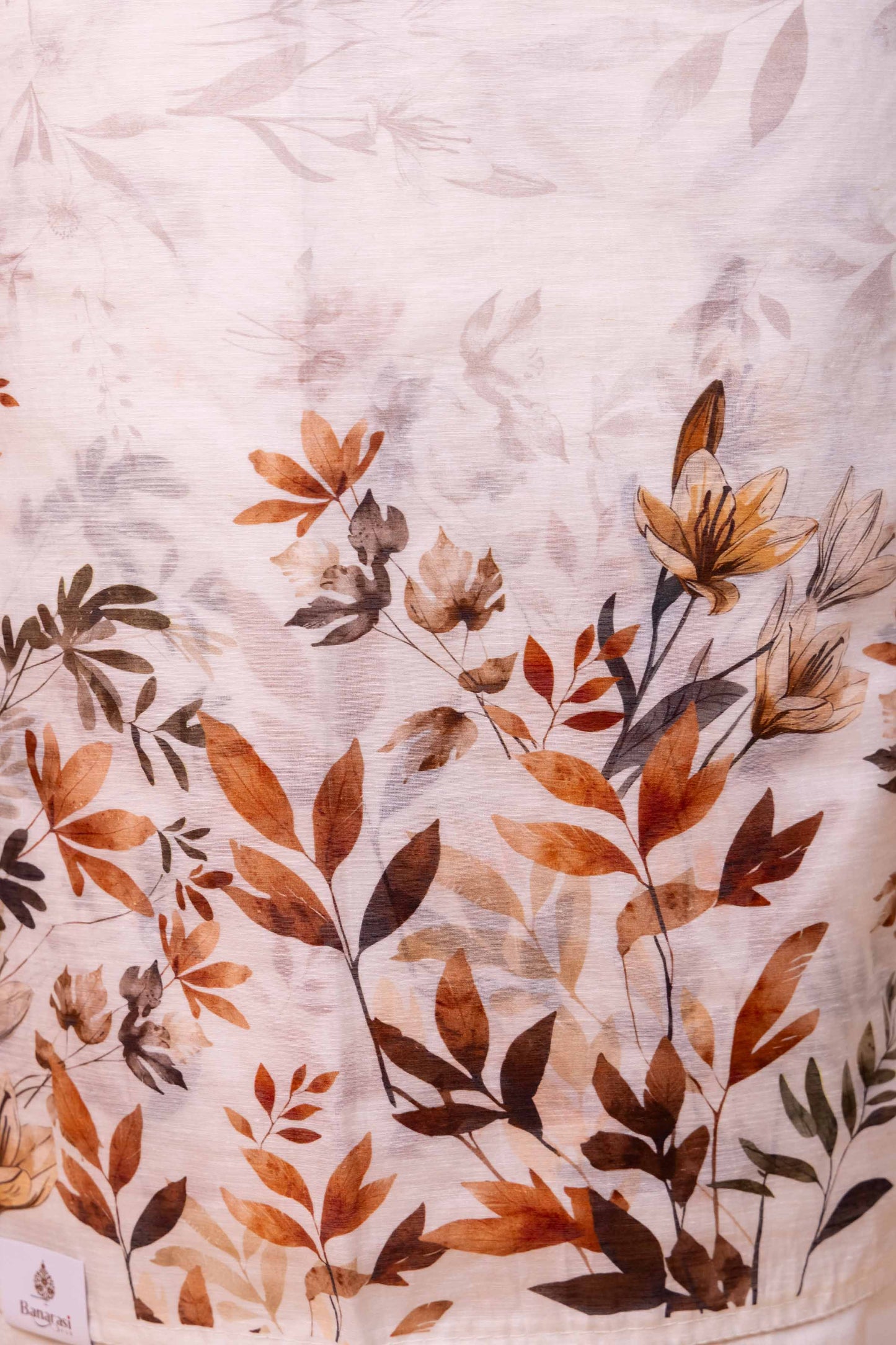 Cream Floral Digital Print Chanderi Suit