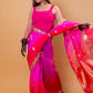 Pink & Peach Shaded Kadhua Organza Silk Saree With Embellished Border