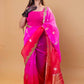 Pink & Peach Shaded Kadhua Organza Silk Saree With Embellished Border