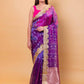 Purple & Pink Dhup Chav Pure Tissue Silk Saree With Embroidery Border