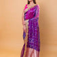 Purple & Pink Dhup Chav Pure Tissue Silk Saree With Embroidery Border