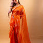 Orange Sona Rupa Stripe Organza Silk Saree With Embellished Border