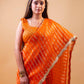 Orange Sona Rupa Stripe Organza Silk Saree With Embellished Border