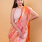 Orange & Pink Ada Rangkat Kadhua Organza Silk Saree