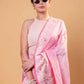 Peachy Pink Meenakari Pure Raw Mango Silk Saree