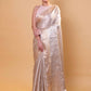 White Sona Rupa Tanchoi Pure Tissue Silk Saree