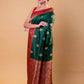 Green & Red Kadhua Katan Silk Saree