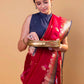 Maroon & Black Kadhua Weaving Organza Silk Saree