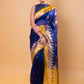 Royal Blue & Olive Kadhua Organza Silk Saree