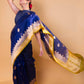 Royal Blue & Olive Kadhua Organza Silk Saree