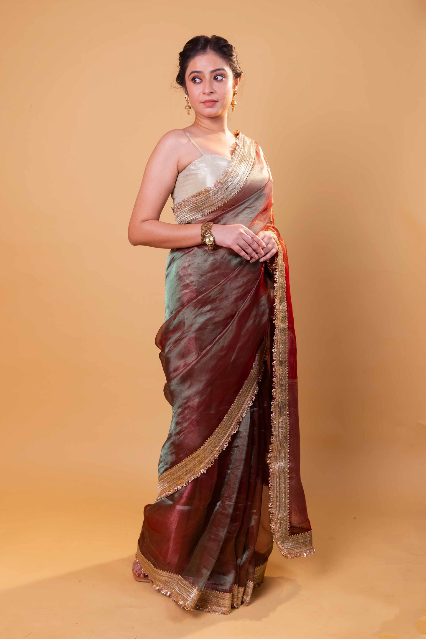 Green Dhup Chav Embellished Lace Pure Tissue Silk Saree
