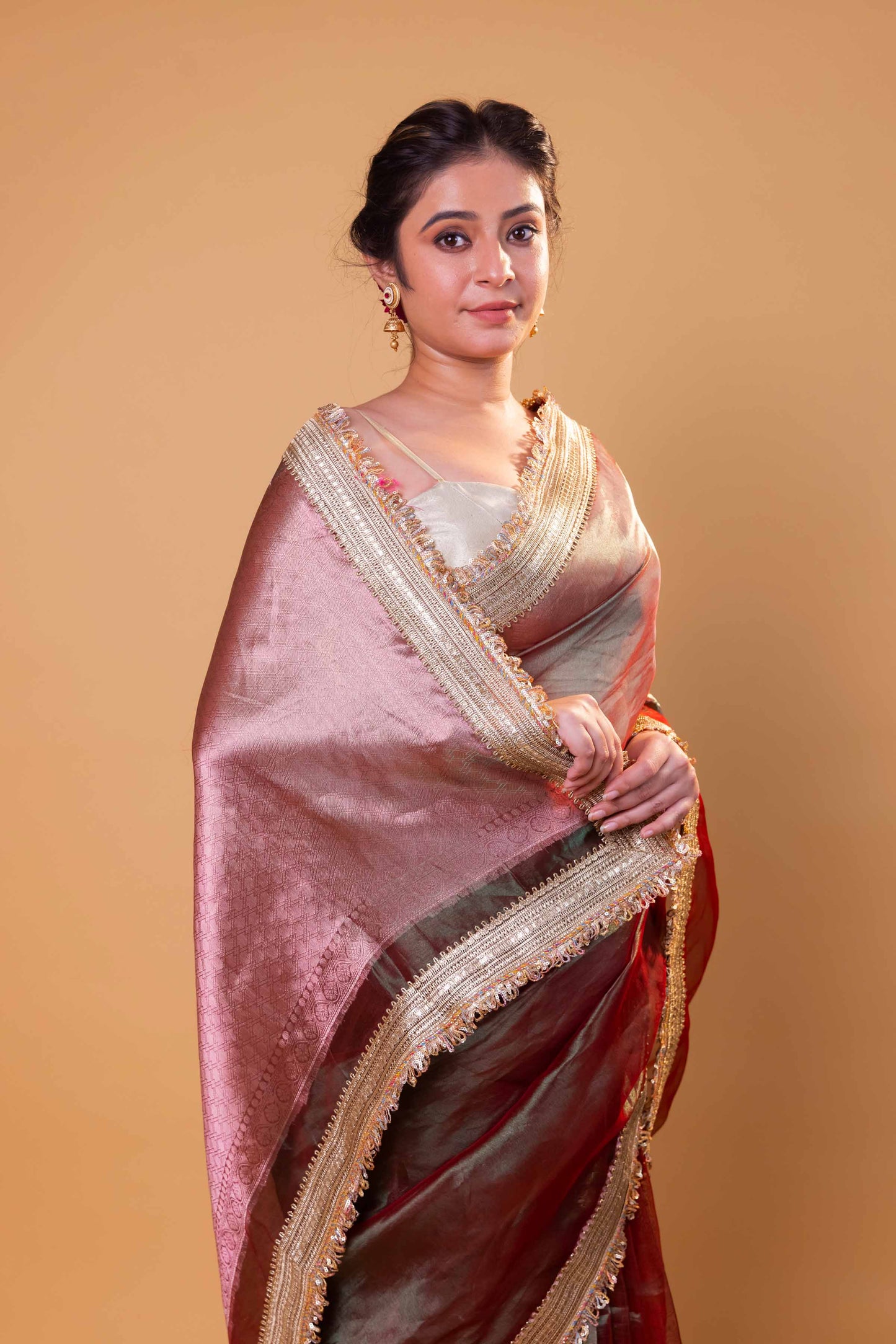 Green Dhup Chav Embellished Lace Pure Tissue Silk Saree