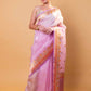 Lavender Meenakari Kadhua Organza Silk Saree