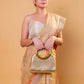 Beige Embroidered Tissue Silk Saree With Embroidery Lace