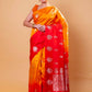 Orange & Red Floral Weaving Raw Mango Silk Saree