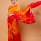 Orange & Red Floral Weaving Raw Mango Silk Saree