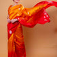 Orange & Red Floral Weaving Raw Mango Silk Saree