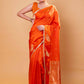 Orange Bird Weaving Raw Mango Silk Saree