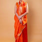 Orange Bird Weaving Raw Mango Silk Saree