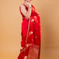 Red Nita Ambani Embellished Raw Mango Silk Saree