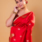 Red Nita Ambani Embellished Raw Mango Silk Saree