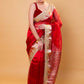 Red Embellished Lace Pure Soft Tissue Silk Saree