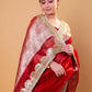 Red Embellished Lace Pure Soft Tissue Silk Saree
