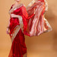 Red Embellished Lace Pure Soft Tissue Silk Saree