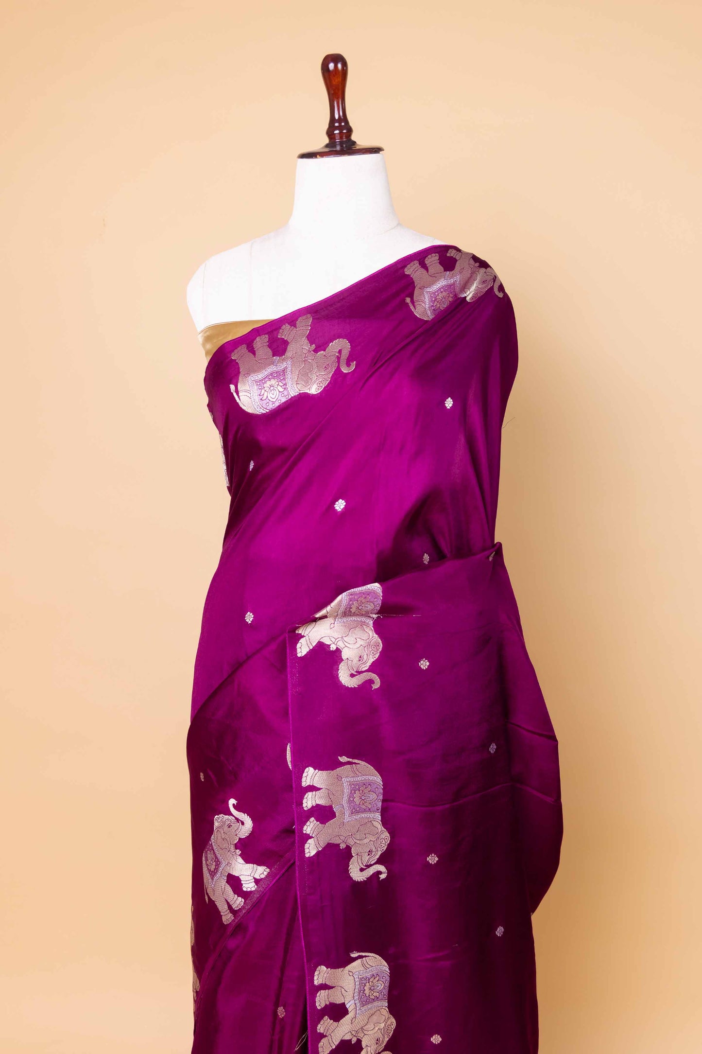 Purple Elephant Weaving Fancy Silk Saree