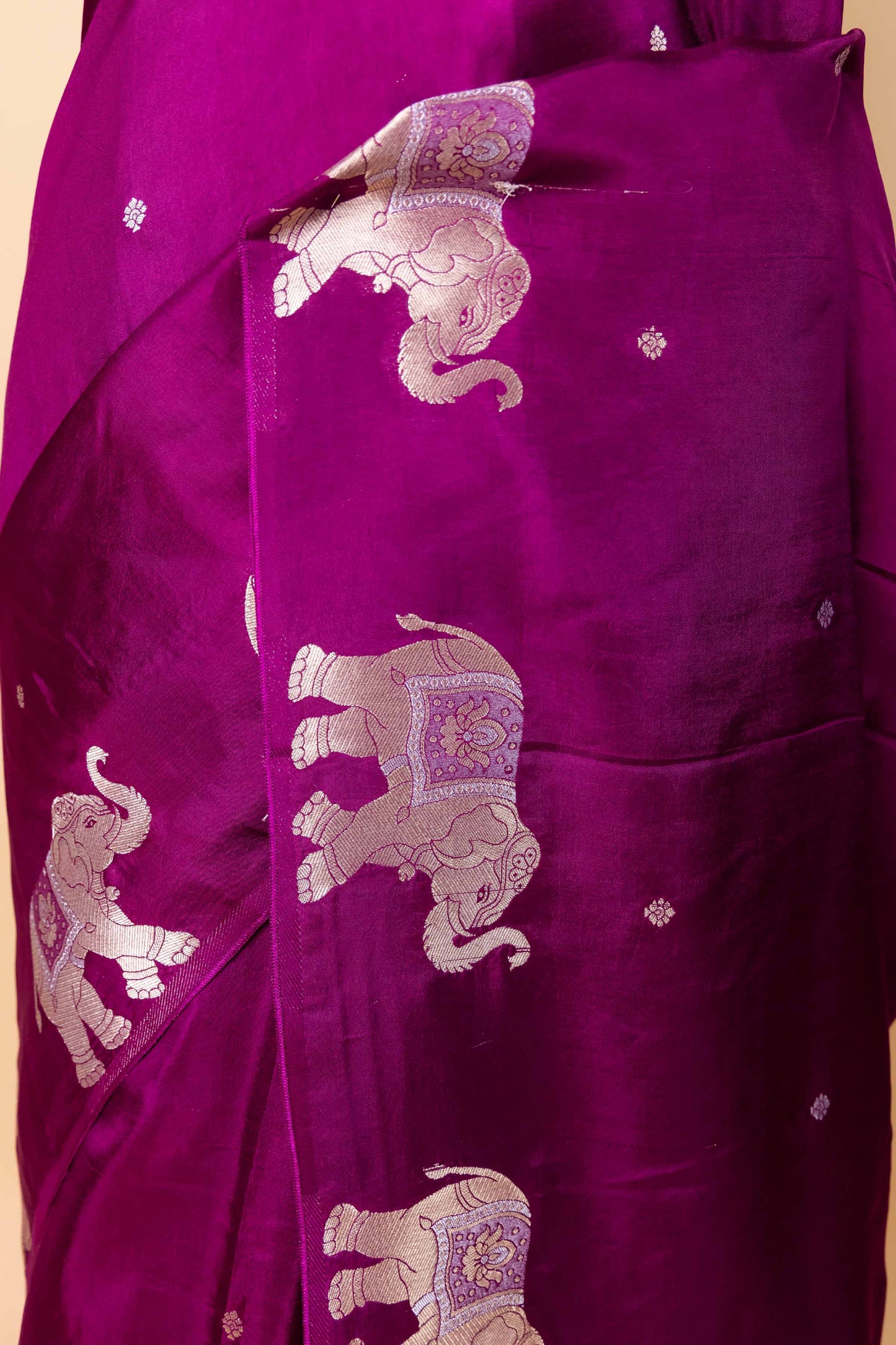 Purple Elephant Weaving Fancy Silk Saree