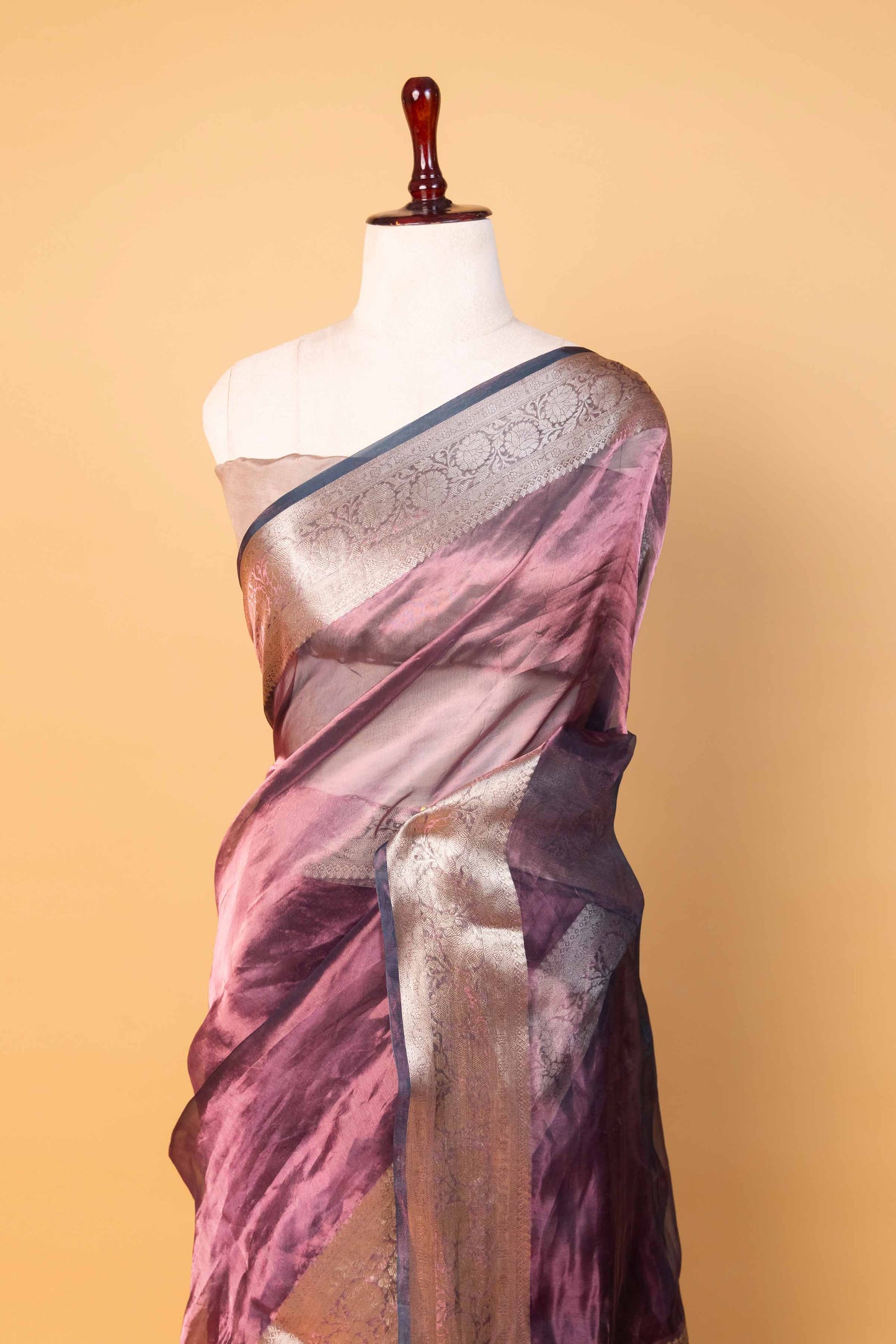 Wine Pure Soft Tissue Silk Saree