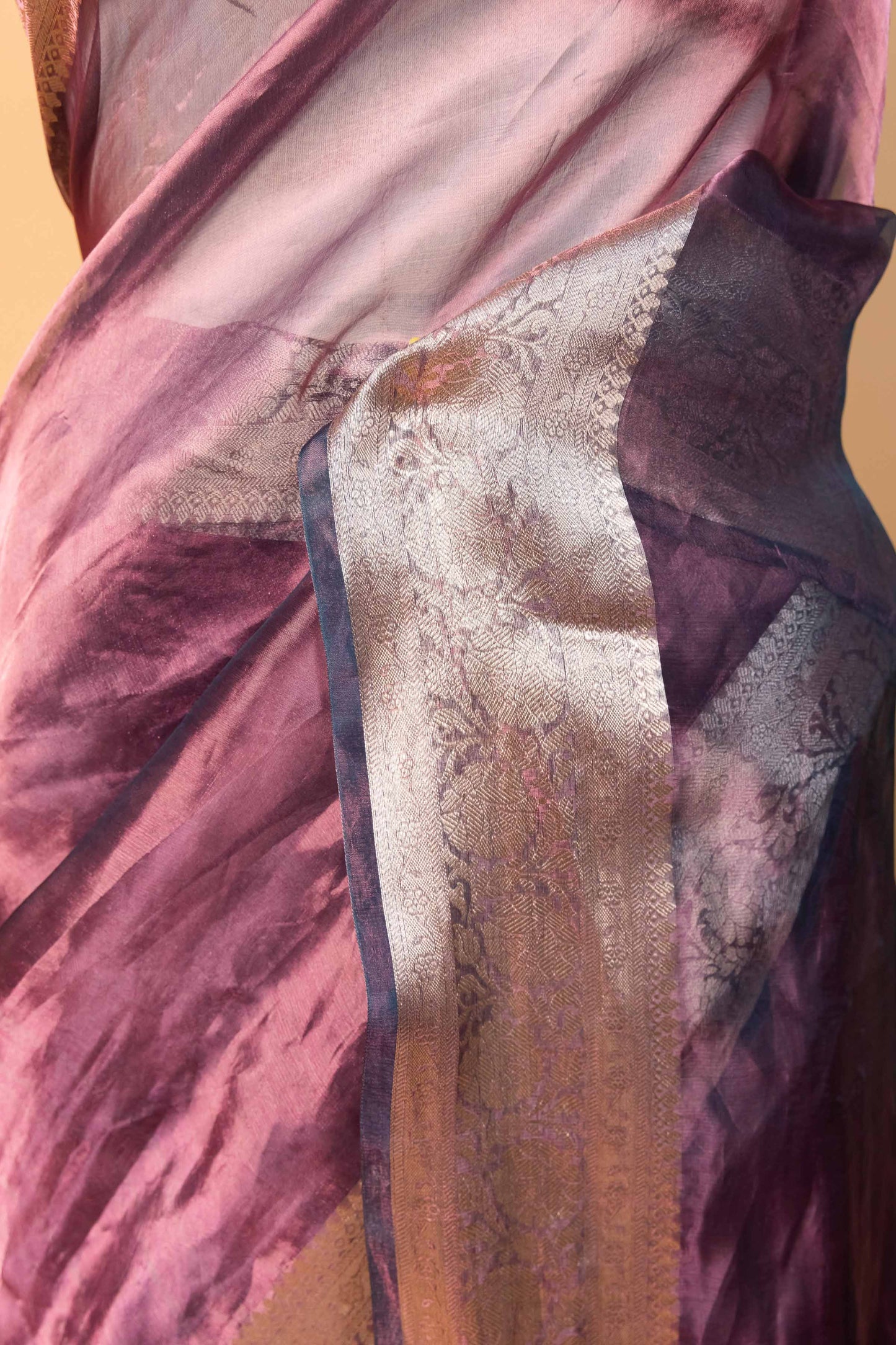 Wine Pure Soft Tissue Silk Saree