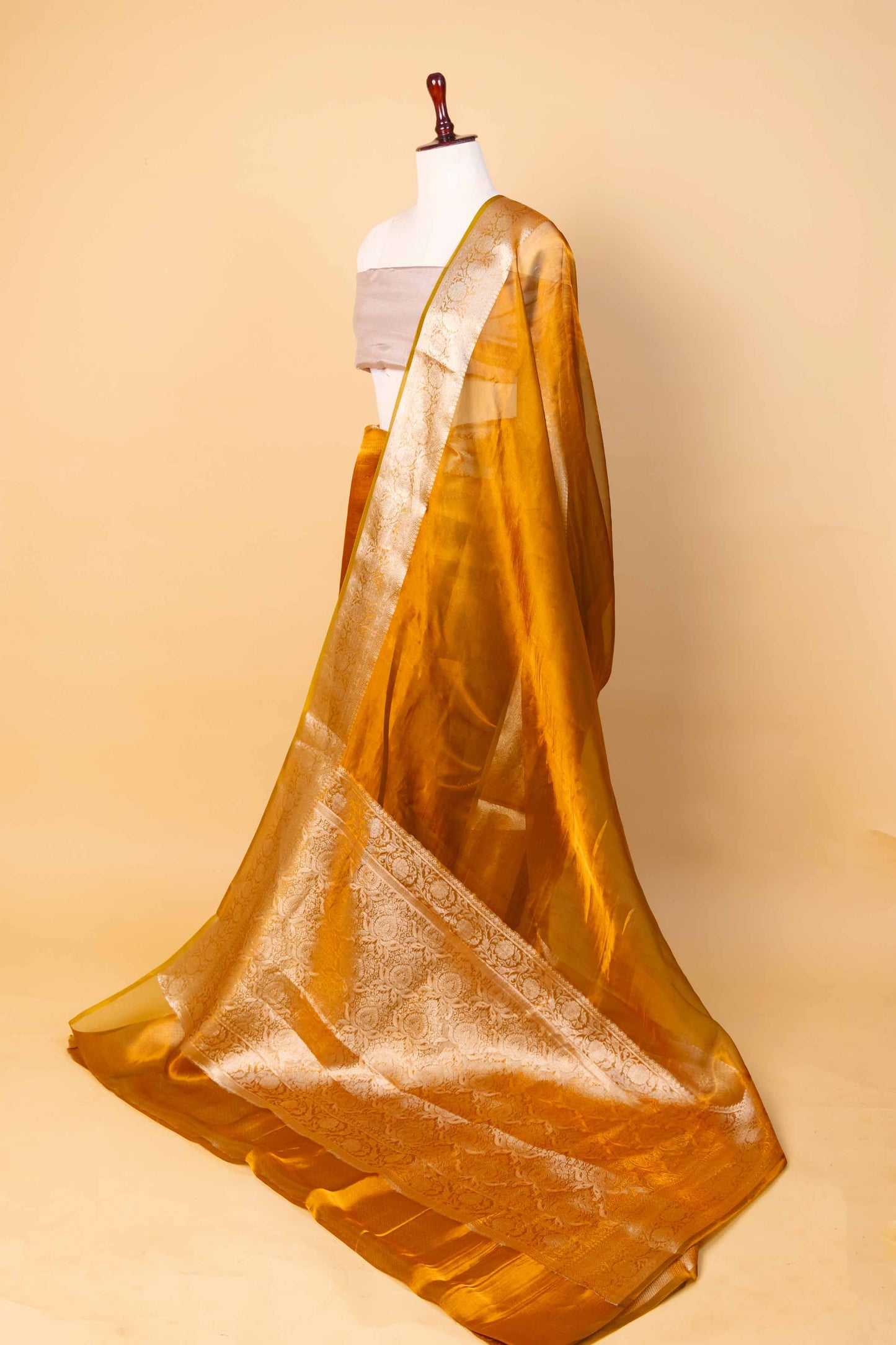 Mustard Pure Soft Tissue Silk Saree
