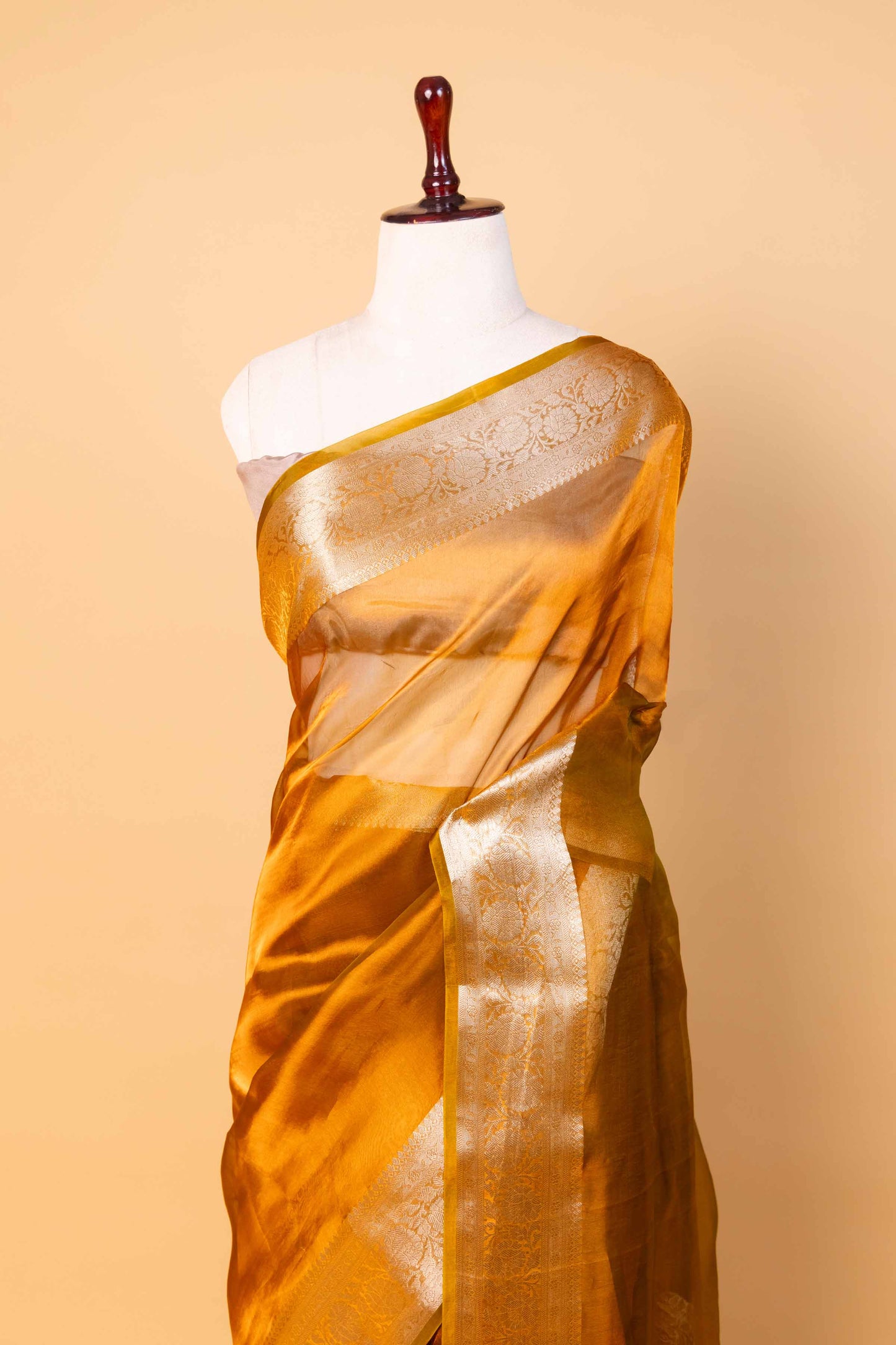 Mustard Pure Soft Tissue Silk Saree