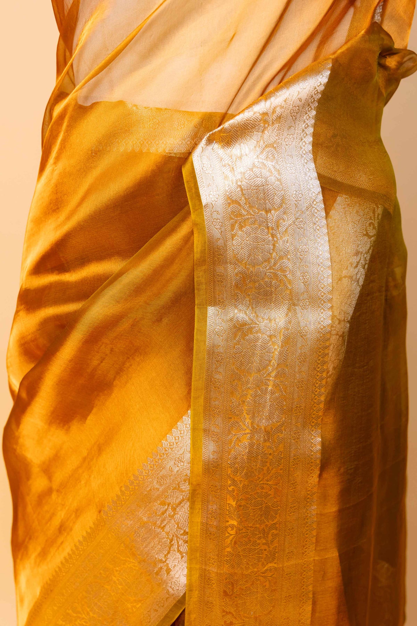 Mustard Pure Soft Tissue Silk Saree