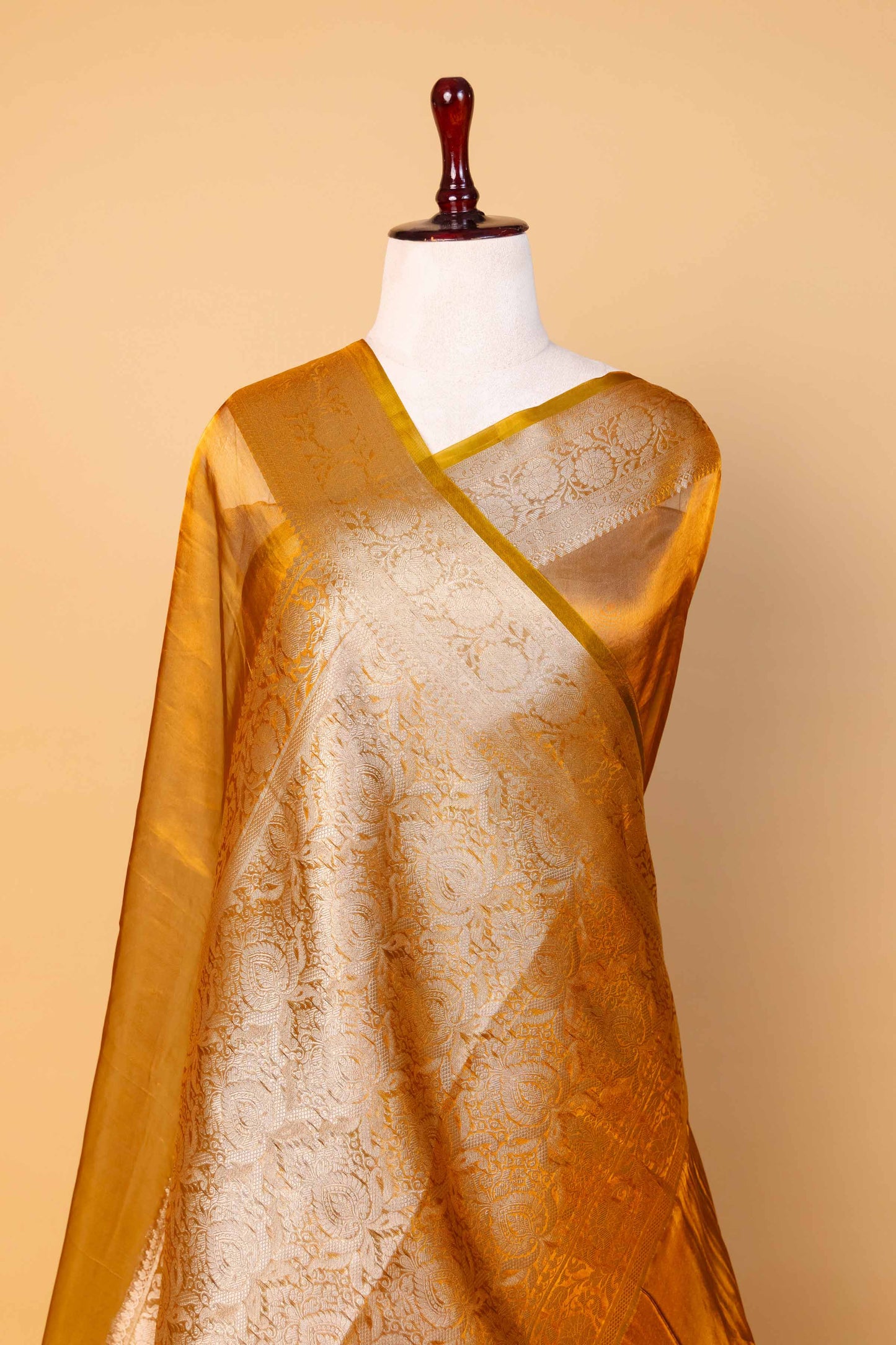 Mustard Pure Soft Tissue Silk Saree