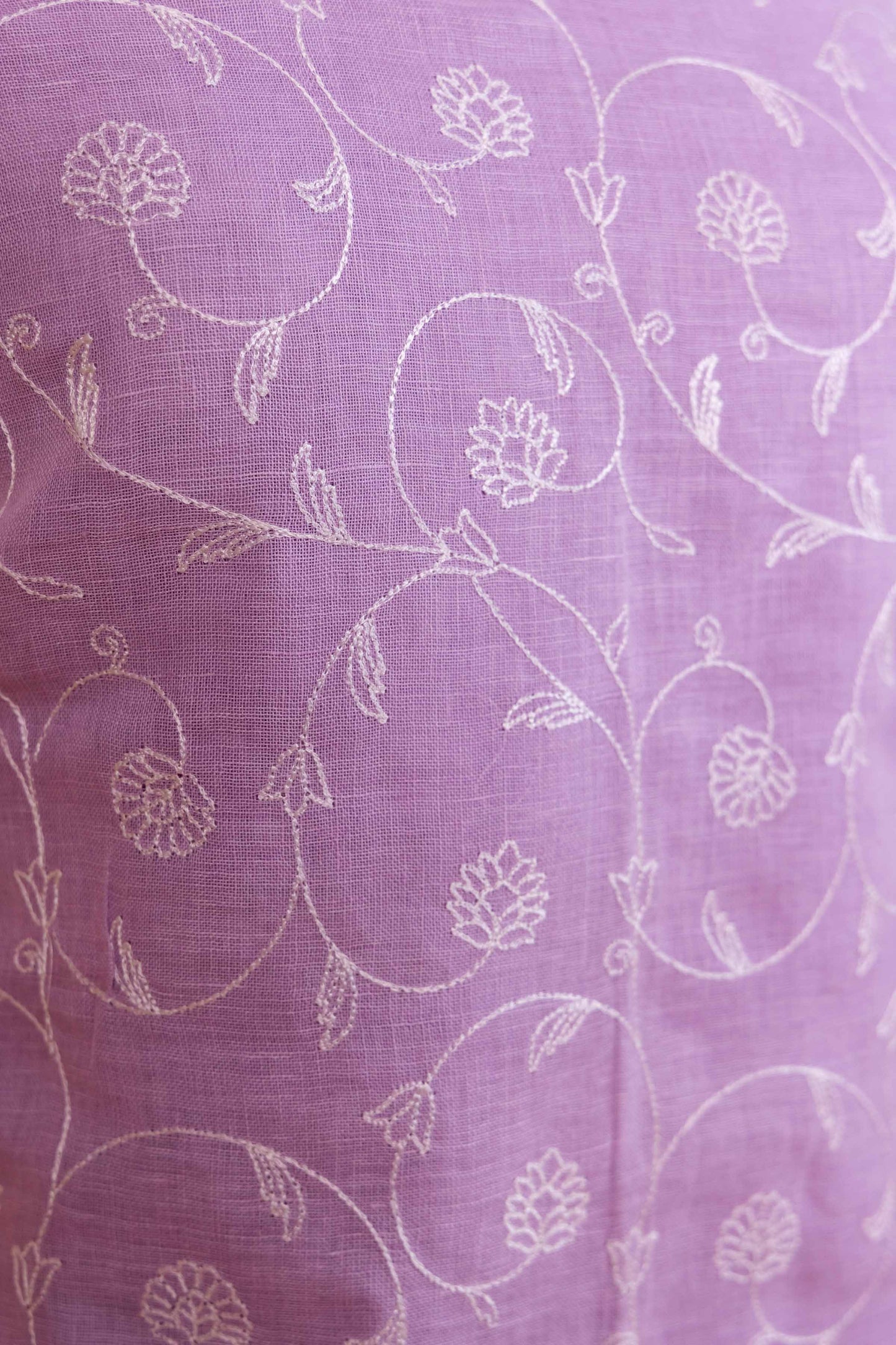 Lavender Pure Linen Embroidered Suit